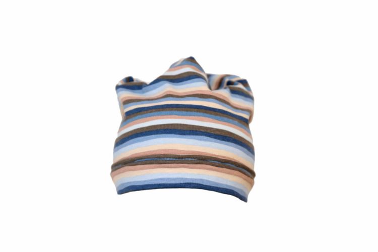 Imagine Caciula Blue Stripes, in strat dublu, cu bordura