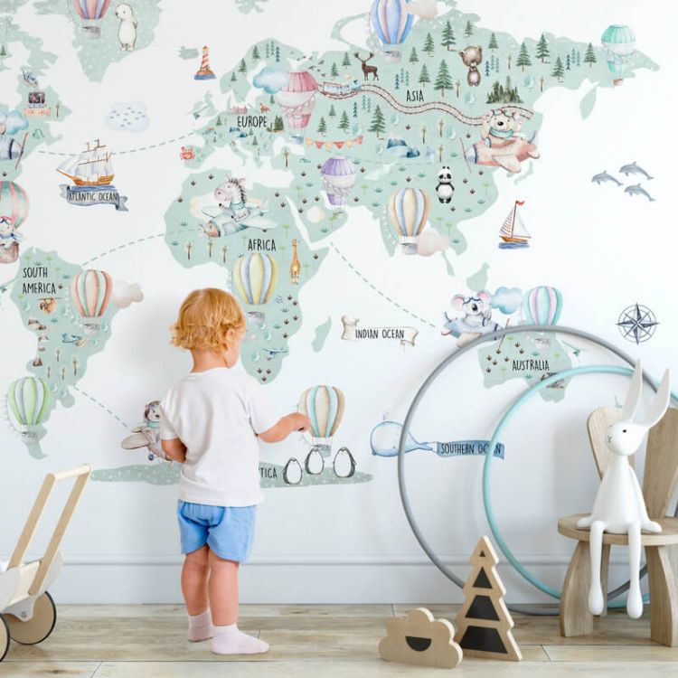 Imagine Autocolant harta calatorie pentru camera copiilor
