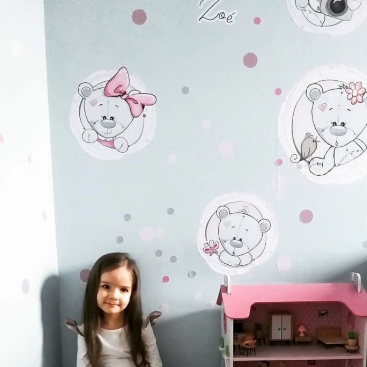 Imagine Autocolante pentru perete - Ursuleti cu nume roz