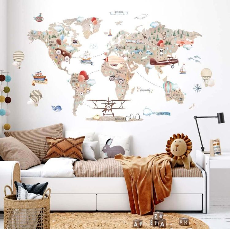 Imagine Autocolant - harta maro a lumii pentru micii aventurieri