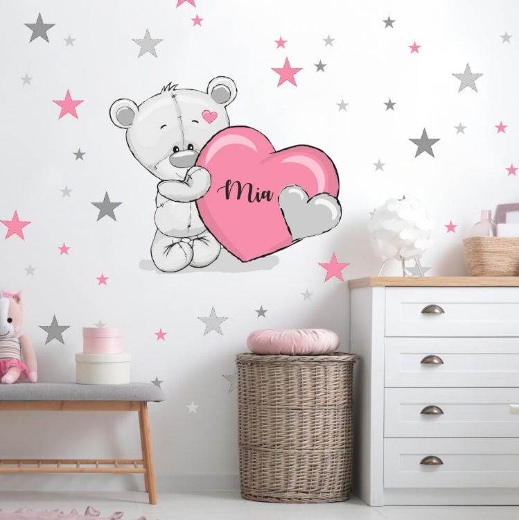 Imagine Autocolante de perete - Ursulet cu nume roz