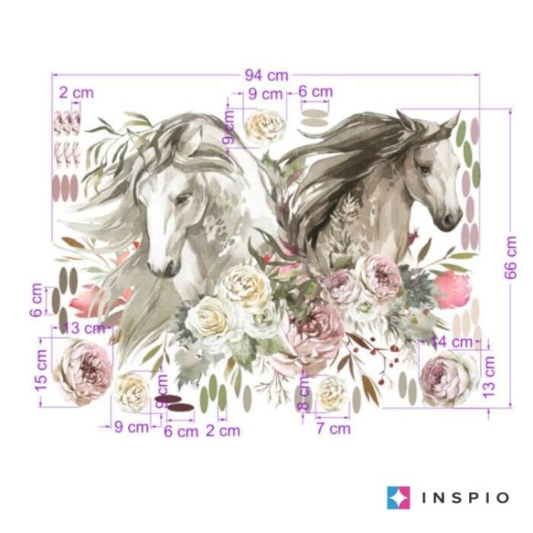 Imagine Autocolant cu cai si elemente florale