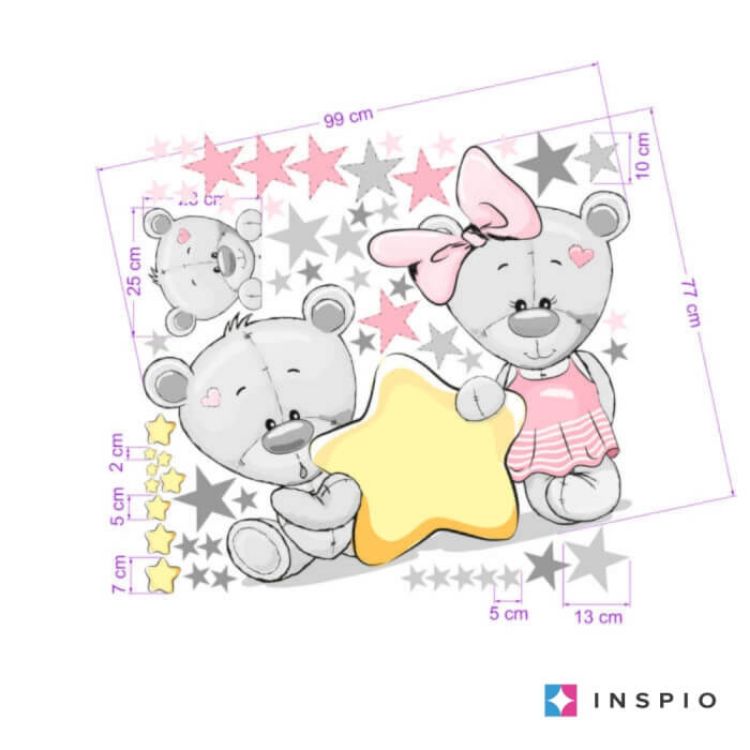 Imagine Autocolant ursuleti cu stele roz