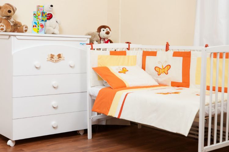 Imagine Protectie jumatate de patut dimensiunea 35 cm x 180 cm Butterfly Orange